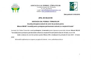 Apel de selectie – Asociaţia GAL Podişul Târnavelor