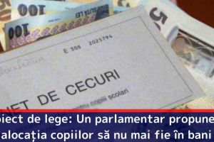 Proiect de lege: Un parlamentar propune ca alocaţia copiilor să nu mai fie în bani
