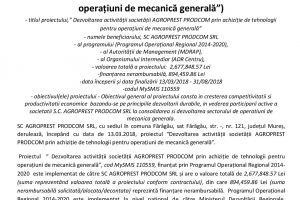 Anunţ de presă – începere proiect Agroprest Prodcom