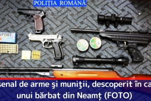 Arsenal de arme şi muniţii, descoperit în casa unui bărbat din Neamţ (FOTO)