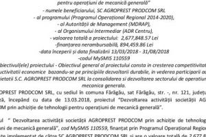 Anunţ de presă – începere proiect Agroprest Prodcom