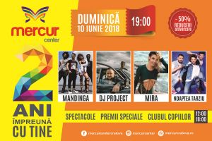 Mercur Center aniversează 2 ani cu Mandinga, DJ Project, MIRA  şi Noaptea Târziu