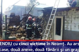 Incendiu cu cinci victime în Neamţ. Au ars trei case, două anexe, două fânării şi un grajd