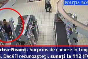 Piatra-Neamţ: Surprins de camere în timp ce fură dintr-un magazin. Dacă îl recunoaşteţi, sunaţi la 112 (FOTO)