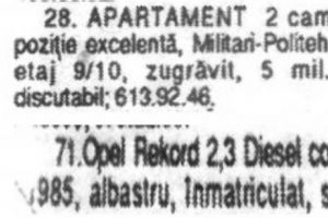 1993. Anul în care îţi cumpărai o garsonieră cu patru televizoare şi un apartament costa cât o dubă veche