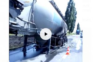 Un camion cu ciment a luat foc în Ciorani, iar rezervorul si motorul au explodat