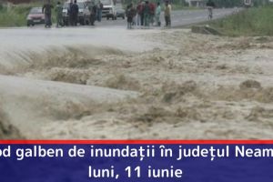 Cod galben de inundaţii în judeţul Neamţ, luni, 11 iunie
