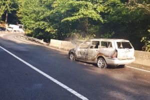 Maşină în flăcări în Pădurea Bogăţii
