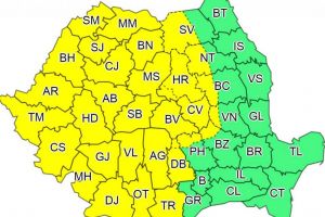 Cod galben de ploi torenţiale, vijelii şi căderi de grindină până vineri dimineaţa