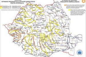 Cod portocaliu de inundaţii pe râul Teleorman şi cod galben pe râul Vedea