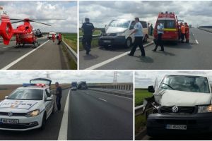 Accident pe autostrada Arad-Timisoara. Elicopterul SMURD, solicitat sa intervina