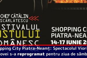 Shopping City Piatra-Neamţ: Spectacolul Vioricăi Macovei s-a reprogramat pentru ziua de sâmbătă