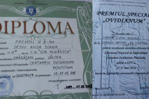 REZULTATE DEOSEBITE OBȚINUTE DE ELEVII VÂLCENI  LA CONCURSUL NAȚIONAL DE LIMBA LATINĂ  “CERTAMEN OVIDIANUM  PONTICUM”