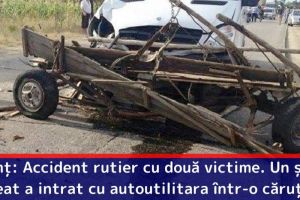 Neamţ: Accident rutier cu două victime. Un şofer beat a intrat cu autoutilitara într-o căruţă