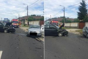 FOTO: Accident rutier: O maşină condusă de tânăr în vârstă de 19 ani, din Alba, lovită de un autoturism, la Copşa Mică