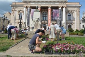 Voluntariat. 20 de orădeni au plantat flori în piaţa Ferdinand într-o acţiune de înfrumuseţare a oraşului (FOTO)