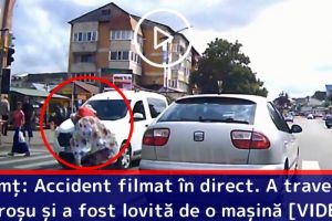 Neamţ: Accident filmat în direct. A traversat pe roşu şi a fost lovită de o maşină [VIDEO]