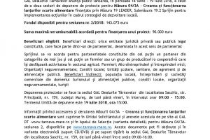 ANUNT LANSARE Măsura 04/3A – GAL Dealurile Târnavelor