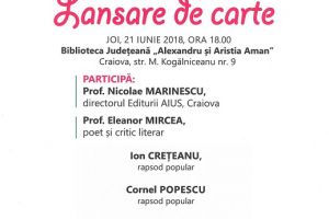 Biblioteca Judeţeană „Alexandru şi Aristia Aman” organizează joi lansarea volumului „Cu o săptămână înainte de niciodată. Poeme verzui”, autor Dumitru Sârghie-Mitif