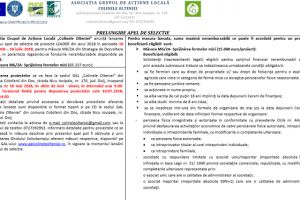 Asociatia Grupul de Acţiune Locală „Colinele Olteniei”: Prelungire Apel de Selecţie