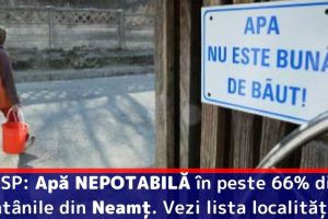 Oficial de la DSP: Apă NEPOTABILĂ în peste 66% din fântânile din Neamţ. Vezi lista localităţilor