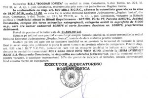 Licitatie publica organizata de B.E.J. 