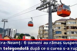 Piatra-Neamţ: Șase oameni au rămas suspendaţi în telegondolă după ce o curea s-a rupt