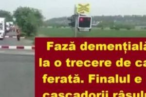 Fază demenţială, la o trecere de cale ferată. Finalul e de cascadorii râsului! VIDEO: