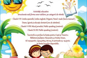 Biblioteca Judeţeană „Alexandru şi Aristia Aman” organizează, în intervalul 2 iulie – 30 august 2018, cea de-a X-a ediţie a proiectului „Biblioteca din Vacanţă”