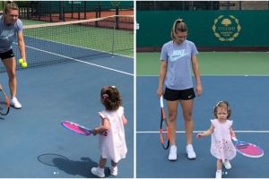 Doua papusi! Una mica si una mare, campioana!“: Simona Halep, lectii de tenis pentru nepotica sa, baby T“