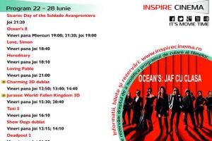 Program Inspire Cinema Alba Mall. Ce filme vor rula în perioada 22 – 28 iunie