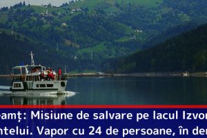 Neamţ: Misiune de salvare pe lacul Izvorul Muntelui. Vapor cu 24 de persoane, în derivă