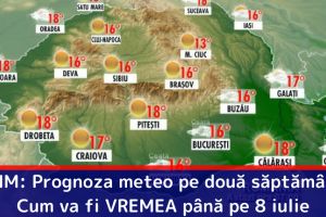 ANM: Prognoza meteo pe două săptămâni. Cum va fi VREMEA până pe 8 iulie
