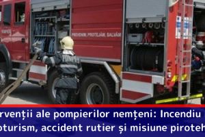 Intervenţii ale pompierilor nemţeni: Incendiu la un autoturism, accident rutier şi misiune pirotehnică