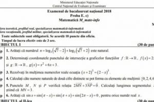 SUBIECTE MATEMATICĂ BACALAUREAT 2018. Emoţii pentru elevii de clasa a XII-a. SUBIECTE BAC 2018 şi BAREME CORECTARE