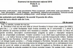 SUBIECTE ISTORIE BACALAUREAT 2018. Absolvenţii de clasa a XII dau examen la MATEMATICĂ sau ISTORIE