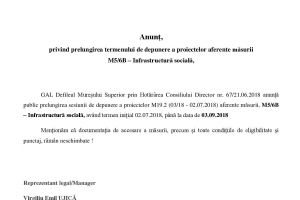 Anunţ, privind prelungirea termenului de depunere a proiectelor aferente măsurii M5/6B