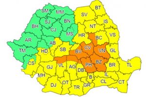 COD GALBEN şi PORTOCALIU de ploi torenţiale şi vijelii
