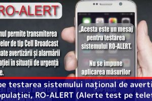 Începe testarea sistemului naţional de avertizare a populaţiei, RO-ALERT (Alerte test pe telefon)
