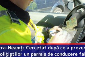 Piatra-Neamţ: Cercetat după ce le-a prezentat poliţiştilor un permis de conducere fals
