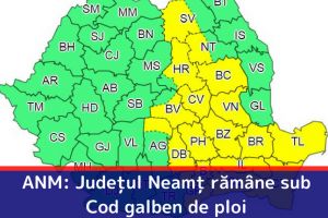 ANM: Judeţul Neamţ rămâne sub Cod galben de ploi