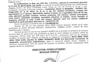 Licitatie publica organizata de B.E.J. 