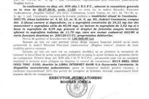 Imobil situat in Constanta scos la vanzare prin licitatie publica organizata de B.E.J. 
