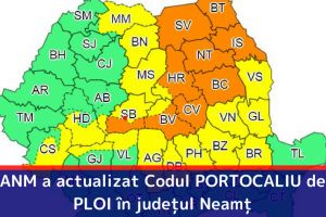 ANM a actualizat Codul PORTOCALIU de PLOI în judeţul Neamţ