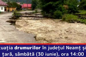 Situaţia drumurilor în judeţul Neamţ şi în ţară, sâmbătă (30 iunie), ora 14:00