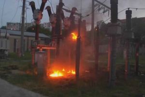 Transformator în flăcari pe Rusciorului, din Sibiu