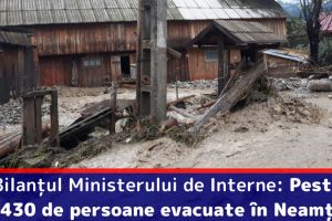 Bilanţul Ministerului de Interne: Peste 430 de persoane evacuate în Neamţ