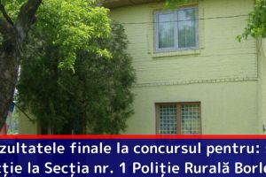 Rezultatele finale la concursul pentru: şef secţie la Secţia nr. 1 Poliţie Rurală Borleşti
