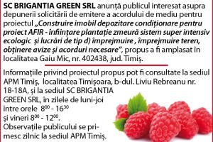 SC Brigantia Green SRL – Anunt depunere solicitare de emitere a acordului de mediu