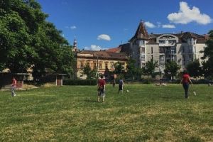 Bataie cu perne la Timisoara, in Parcul Botanic